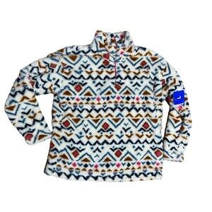Eddie Bauer Plush 1/4 zip Pullover Fleece Women’s Sz L Jacket Ultra-soft Aztec